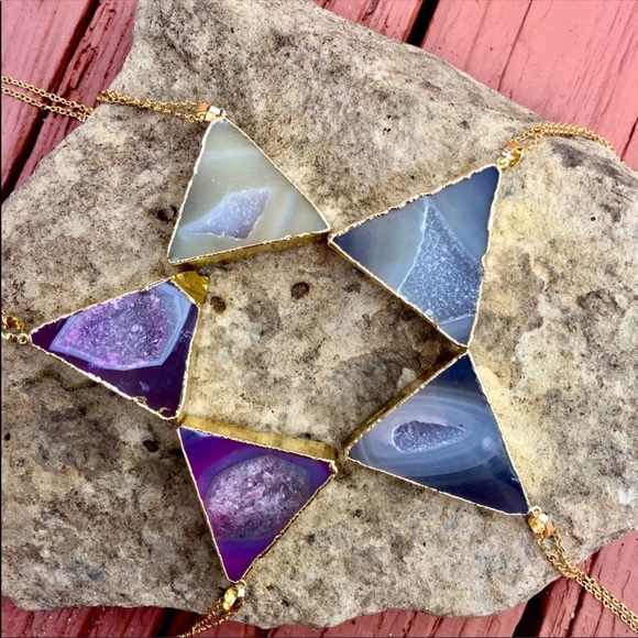 Jewelry - 🔴2 for $20 Natural Geode Agate Stone Necklace